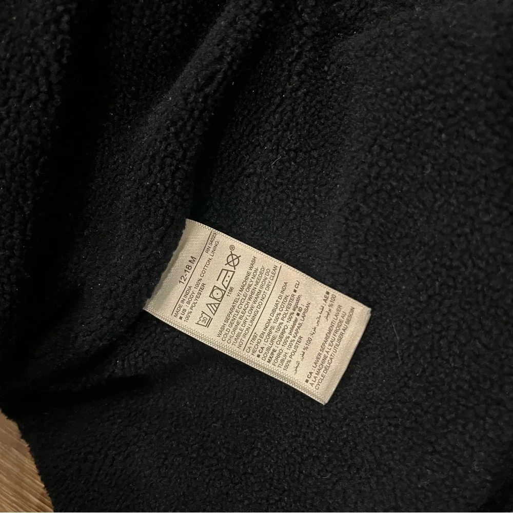 Old Navy Denim Chambray Fleece Winter Vest Jacket Kids Size 12-18 Months